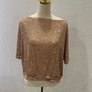 VENUS Sparkling Rose Gold Sequin Blouse